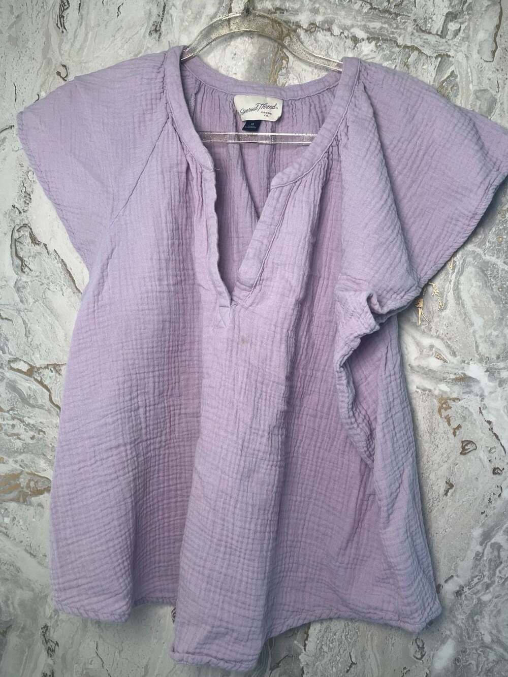 Universal Thread Women's Cotton Gauze Lavender V-Neck Top and Shorts Set